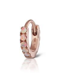 6.5mm Opal Eternity Single Hoop Earring - Rose Gold