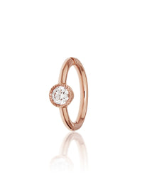 6.5mm Scalloped Diamond Rose Gold Single Hoop Earring