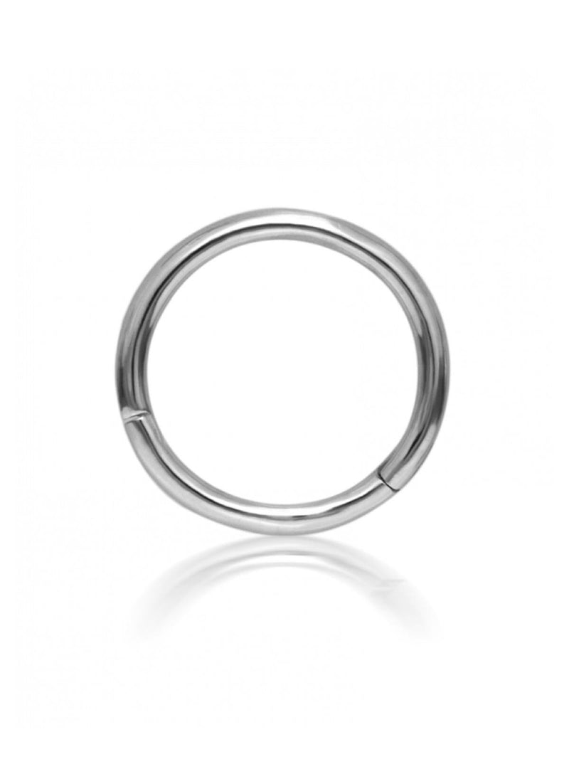 8mm Plain Single Hoop Earring - White Gold