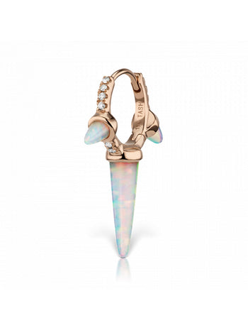 8mm Opal Triple Spike Diamond Rose Gold Eternity Single Earring