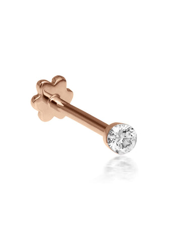 2mm Invisible Diamond Thread Through Single Earring - Rose Gold