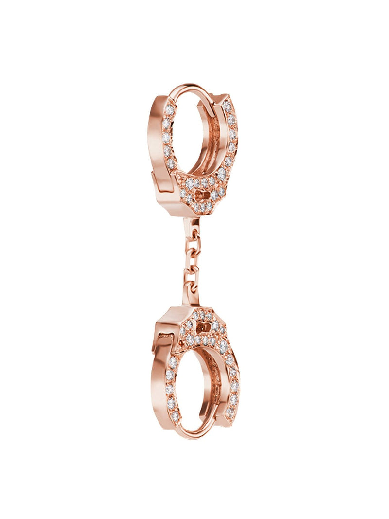 6.5mm Short Diamond Handcuff Single Hoop Earring - Rose Gold