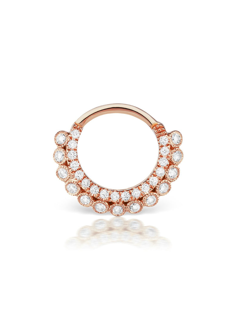 8mm Diamond Apsara Clicker Rose Gold Single Hoop Earring