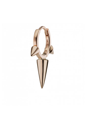 8mm Triple Long Spike Hoop Rose Gold Single Earring