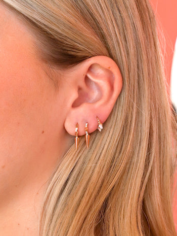 8mm Triple Long Spike Hoop Rose Gold Single Earring