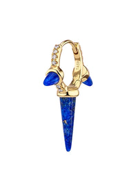 8mm Lapis Triple Spike and Diamond Eternity Yellow Gold Single Earring