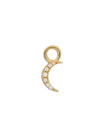 Diamond Moon Yellow Gold Single Earring Charm