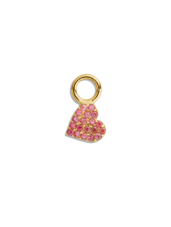 Ruby Heart Yellow Gold Single Earring Charm