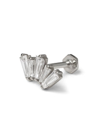 Five Diamond Baguette White Gold Stud