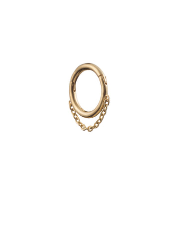 6.5mm Yellow Gold Clicker Hoop with Chain Drape