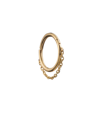 8.5mm Yellow Gold Clicker Hoop with Chain Drape