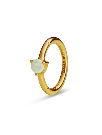 8mm Opal Yellow Gold Single Clicker Hoop