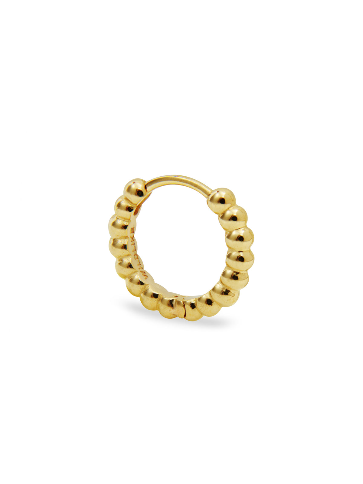 Beaded Single Yellow Gold Hoop