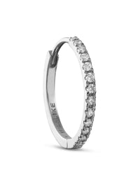 11mm Diamond Pavé White Gold Single Hoop Earring