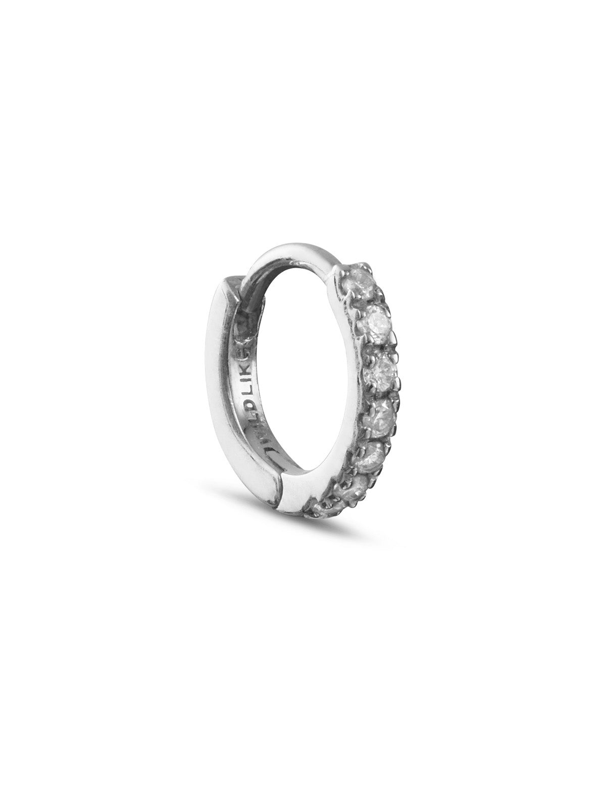 5mm Diamond Pavé White Gold Single Hoop Earring