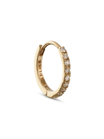 8mm Diamond Pavé Yellow Gold Single Hoop Earring