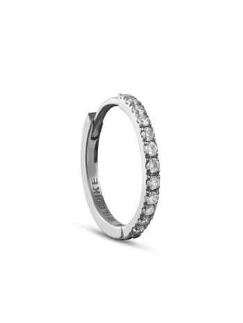 9.5mm Diamond Pavé White Gold Single Hoop Earring