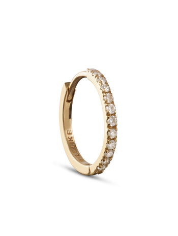 9.5mm Diamond Pavé Yellow Gold Single Hoop Earring