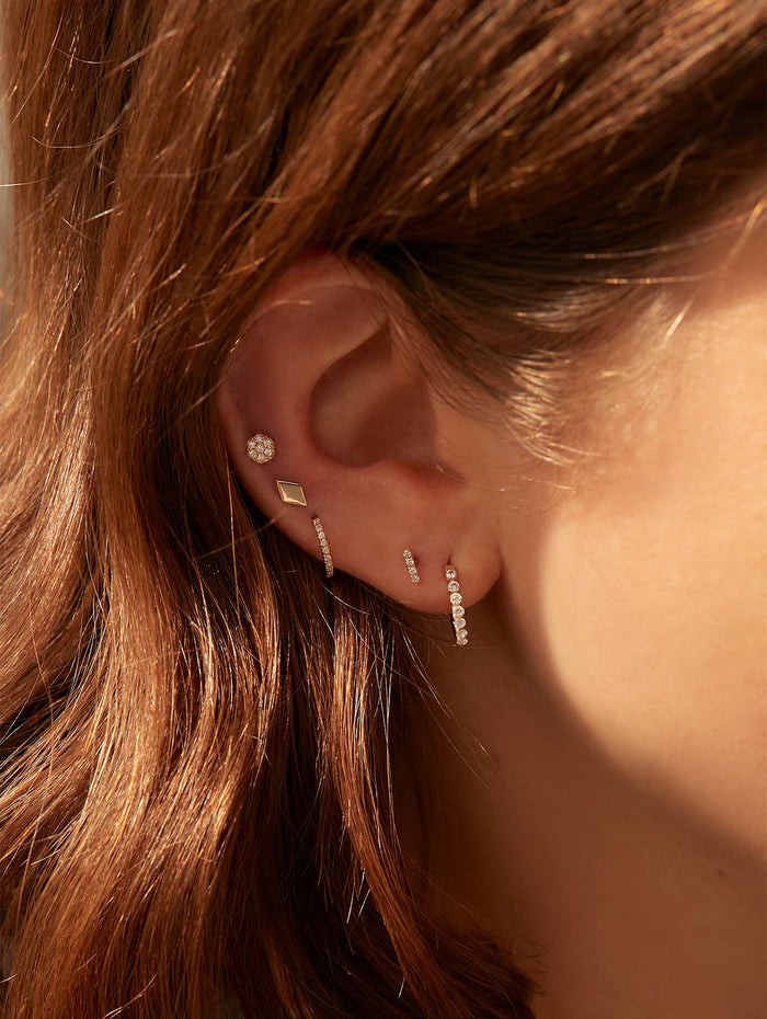 Diamond Motif Yellow Gold Stud