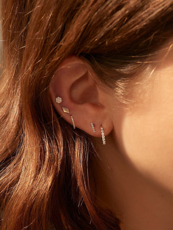 5 Diamond White Gold Bar Stud