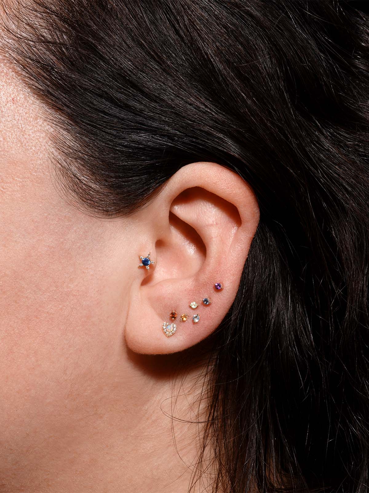 Tiny Amethyst Yellow Gold Stud