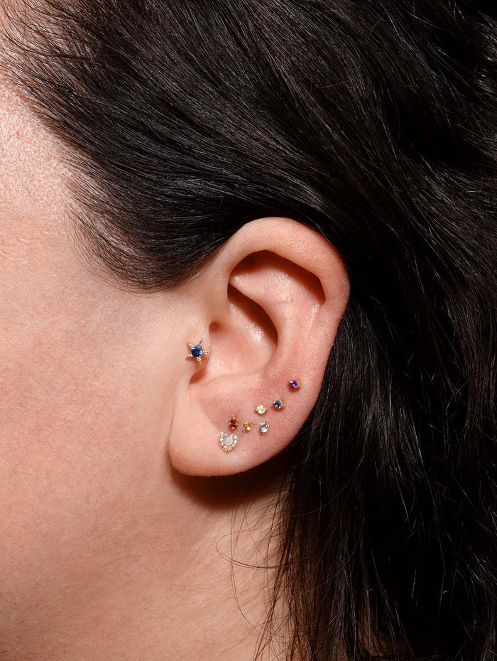 Tiny Aquamarine Yellow Gold Stud