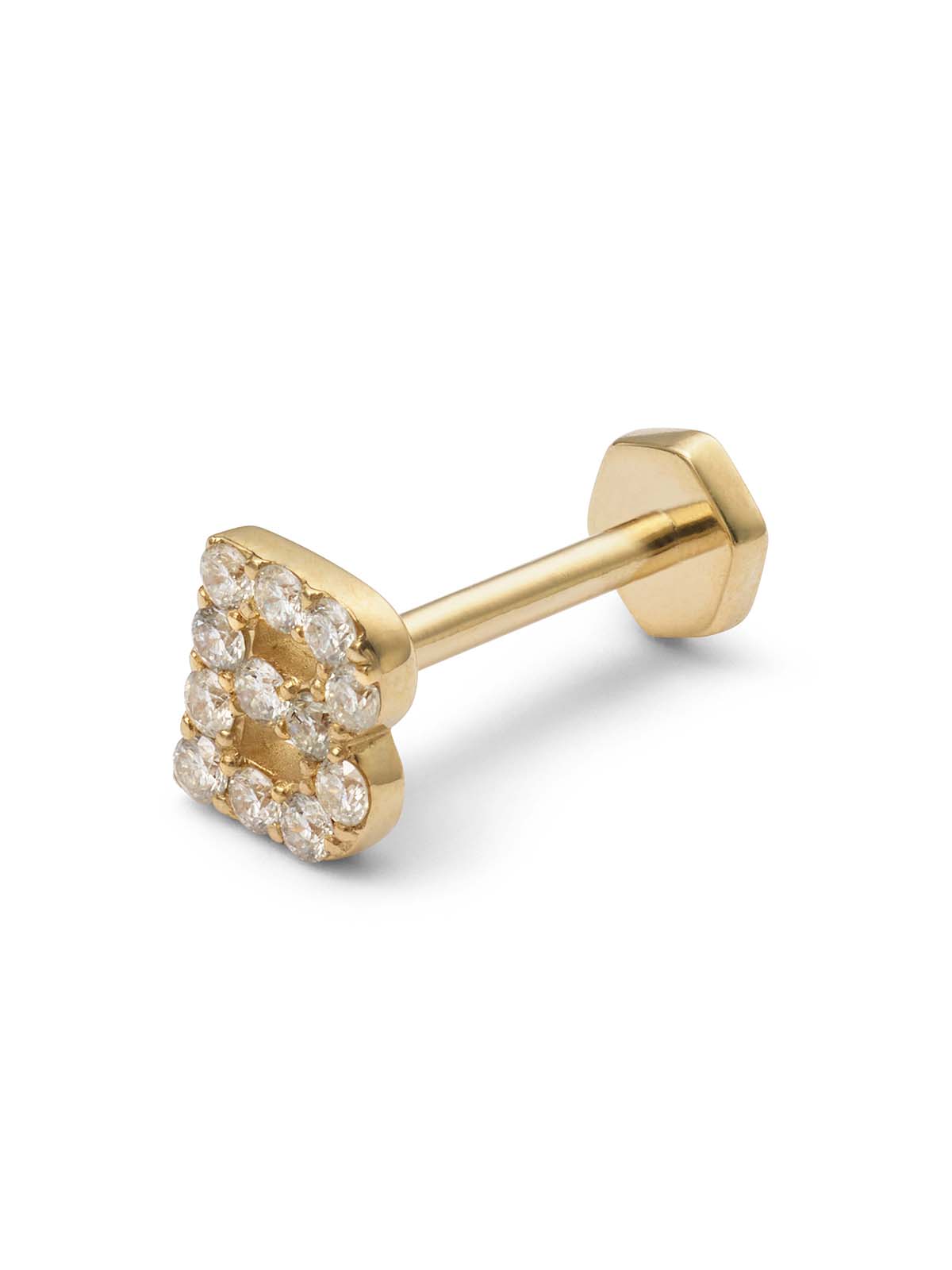 Pavé Diamond Initial Yellow Gold Stud Earring