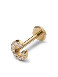 Pavé Diamond Initial Yellow Gold Stud Earring