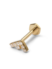 Pavé Diamond Initial Yellow Gold Stud Earring