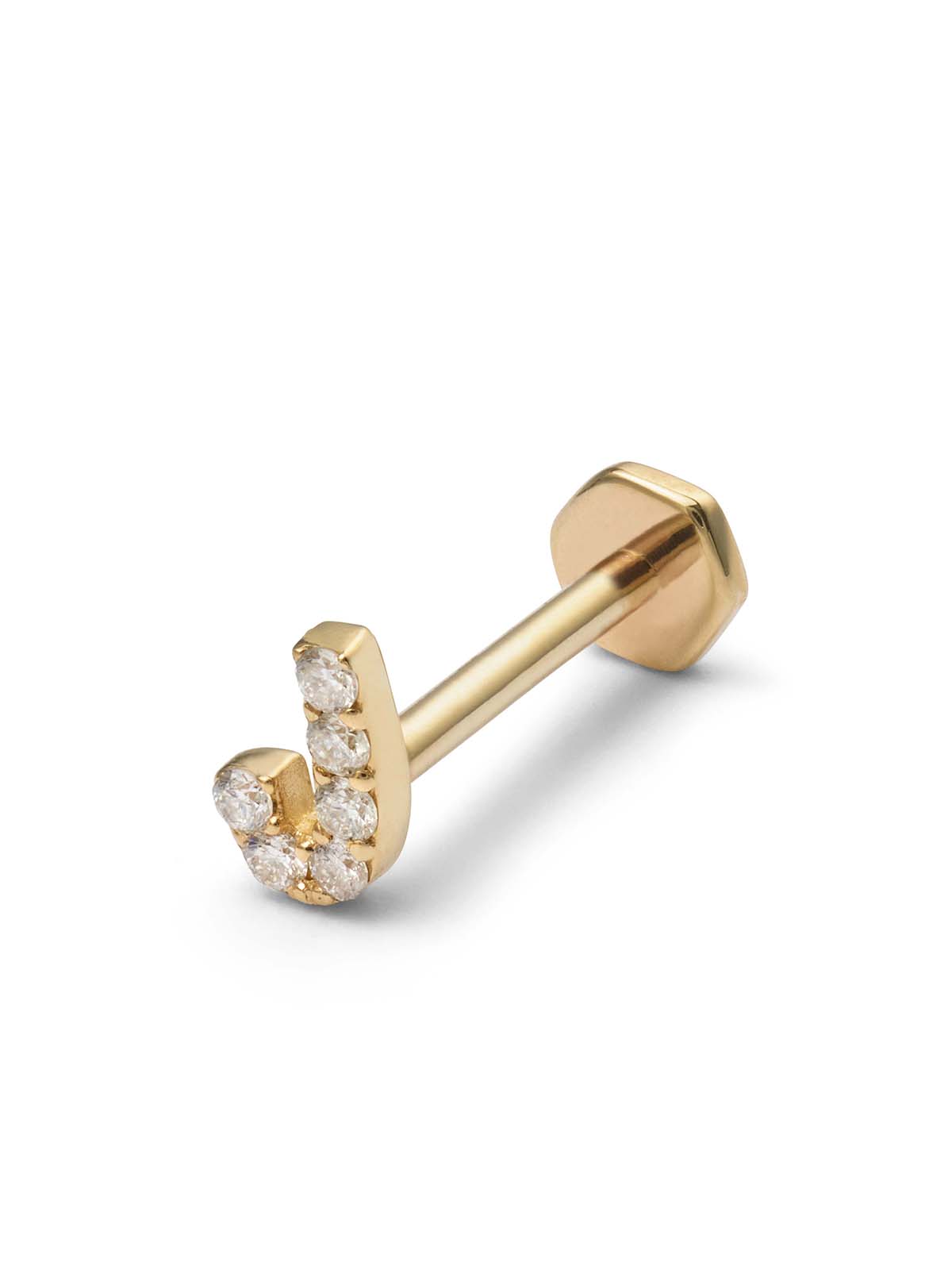 Pavé Diamond Initial Yellow Gold Stud Earring