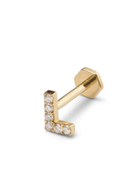 Pavé Diamond Initial Yellow Gold Stud Earring