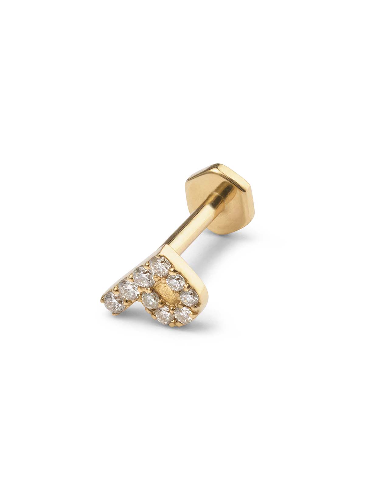 Pavé Diamond Initial Yellow Gold Stud Earring