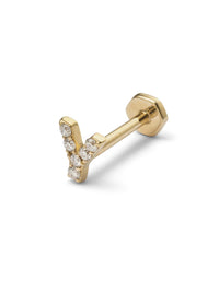 Pavé Diamond Initial Yellow Gold Stud Earring