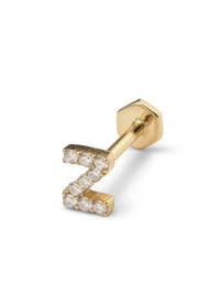 Pavé Diamond Initial Yellow Gold Stud Earring