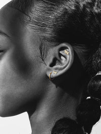 Two Opal Marquise and Round Diamond Yellow Gold Stud