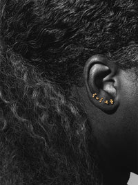 Three Ball Bar Yellow Gold Stud