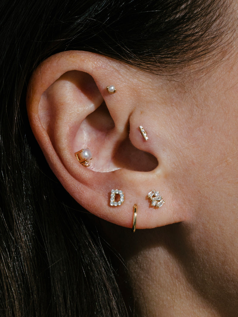 Tiny Pearl Yellow Gold Single Stud