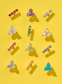 Tri-Peridot Yellow Gold Stud
