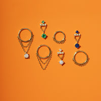 8.5mm Yellow Gold Clicker Hoop with Chain Drape