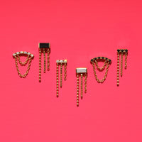 Diamond Bar with Fringe Yellow Gold Earring