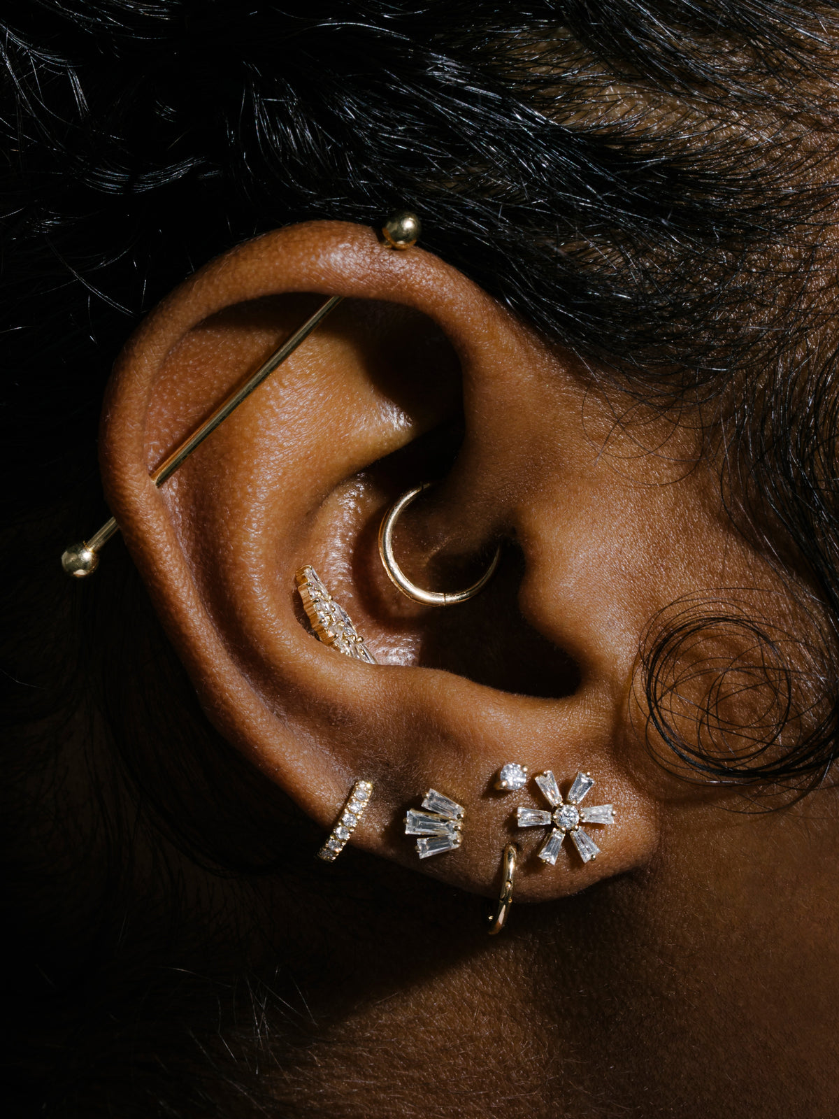 10mm Yellow Gold Clicker Single Hoop Earring