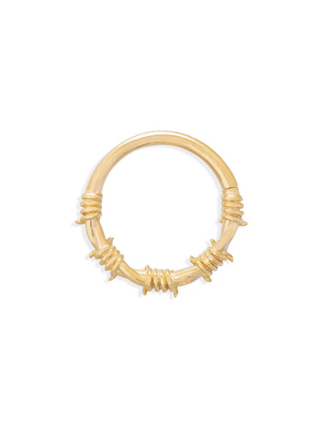 Barbed Wire Continuous Yellow Gold Hoop