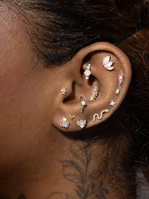 Diamond Mamba Snake Yellow Gold Threaded Stud