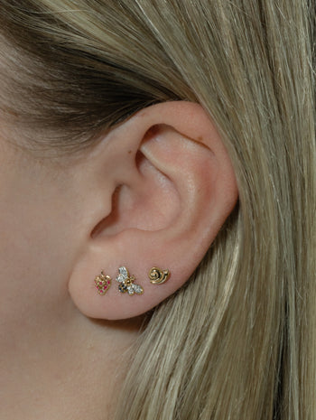 Bumble Bee Yellow Gold Single Stud Earring