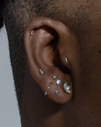 Small Three Ball Cluster White Gold Stud
