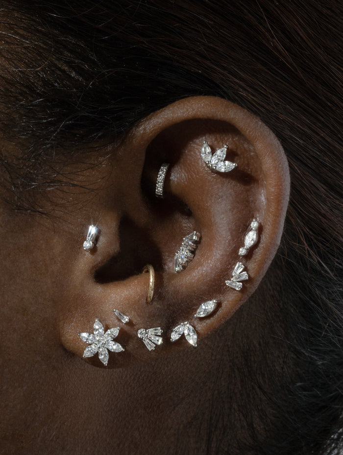 5mm Diamond Pavé White Gold Single Hoop Earring